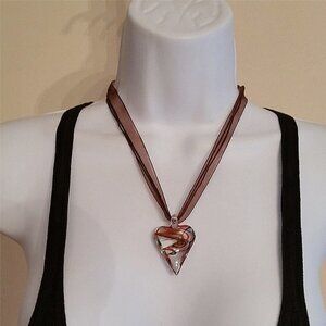 Puff puffy heart glass pendant necklace romantic boho fun free spirit